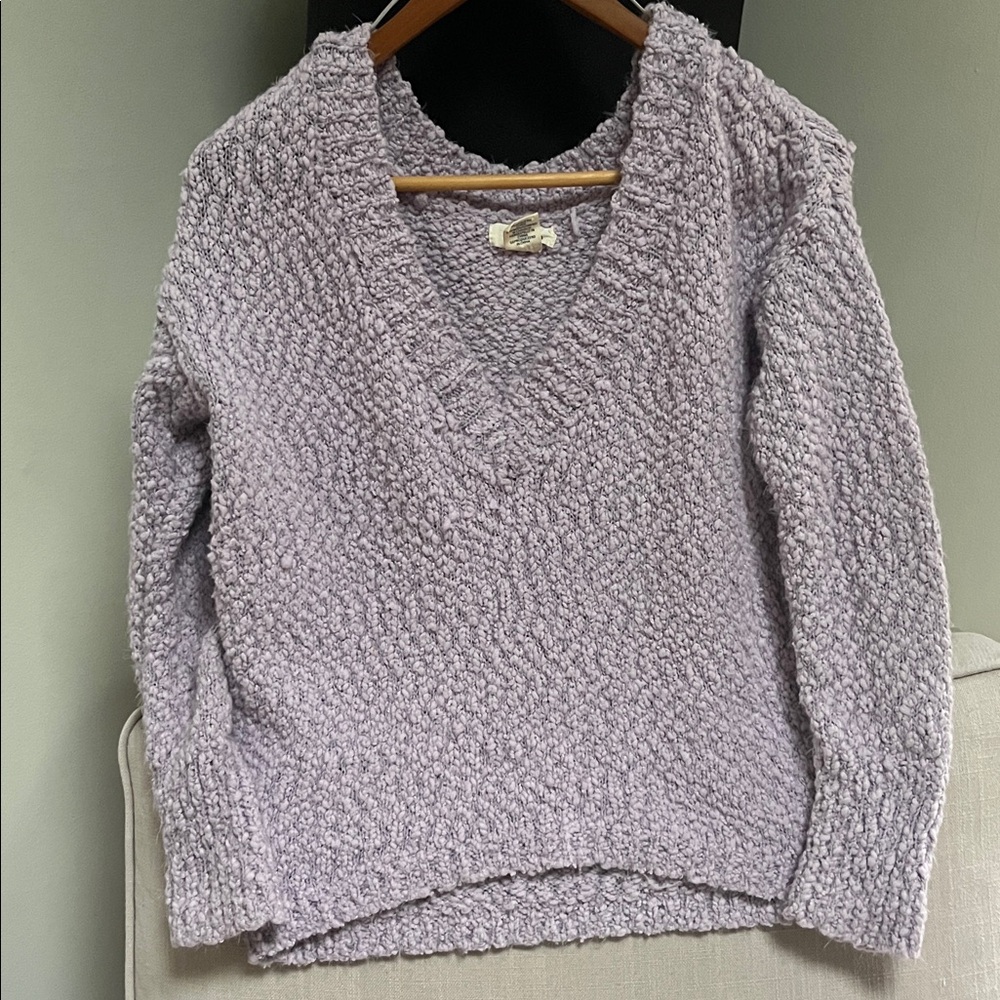 Cozy Light Purple Knit Vneck Crop Sweater Size M